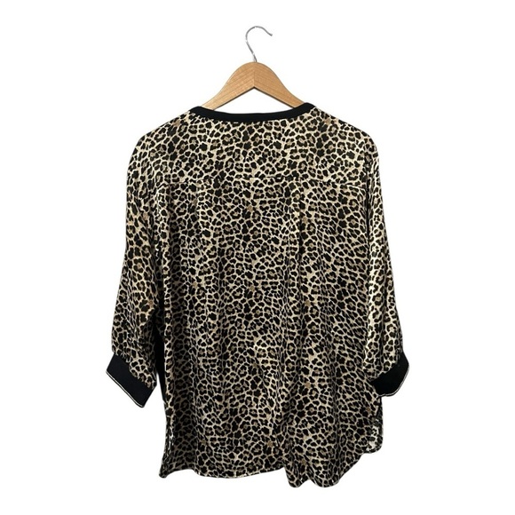 Jeanne D'arc Leopard Top 3/4 Sleeve Shirt Size 42 XL Extra Large - Picture 2 of 6